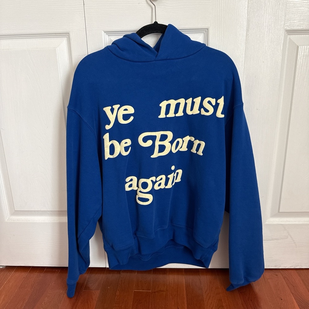 Cactus Plant Flea Market Blue Sweater with Cream Lettering